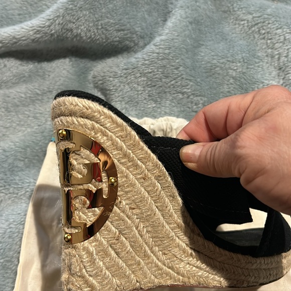 Tory Burch Original Golden Logo Wedge Espadrille Slide Sandals-8.5 - Picture 11 of 11